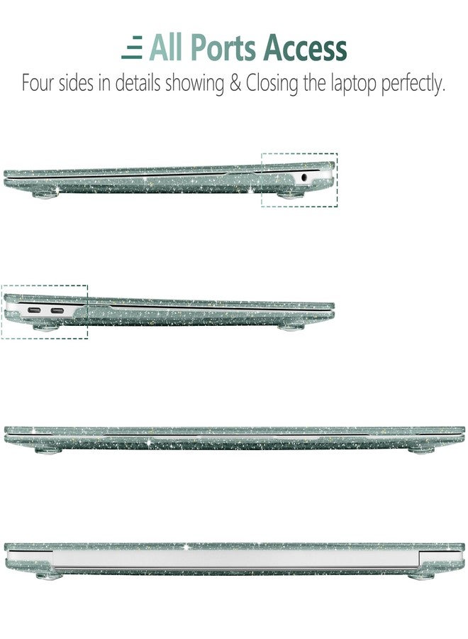 DONGKE for MacBook Air 13 inch Case 2021-2018 Release A2337 M1 A2179 A1932, Bling Plastic Hard Shell Case & Keyboard Cover Only Compatible with MacBook Air 13 inch Retina Fits Touch ID, Sparkly Green - Image 5