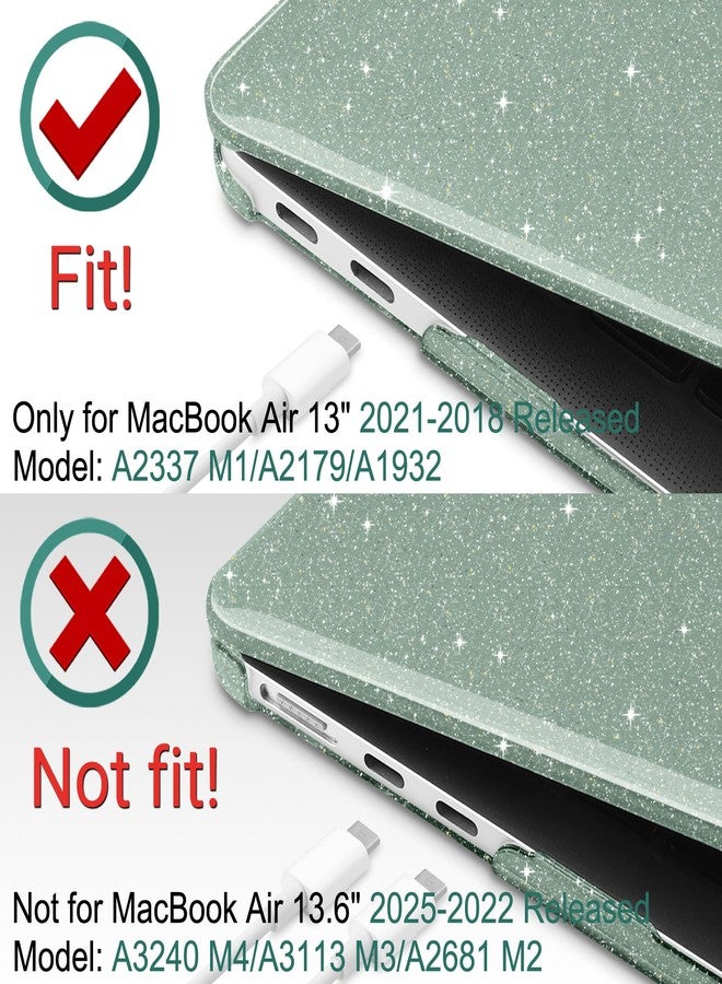 DONGKE for MacBook Air 13 inch Case 2021-2018 Release A2337 M1 A2179 A1932, Bling Plastic Hard Shell Case & Keyboard Cover Only Compatible with MacBook Air 13 inch Retina Fits Touch ID, Sparkly Green - Image 3
