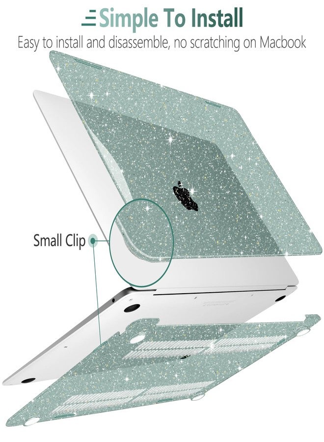DONGKE for MacBook Air 13 inch Case 2021-2018 Release A2337 M1 A2179 A1932, Bling Plastic Hard Shell Case & Keyboard Cover Only Compatible with MacBook Air 13 inch Retina Fits Touch ID, Sparkly Green - Image 4
