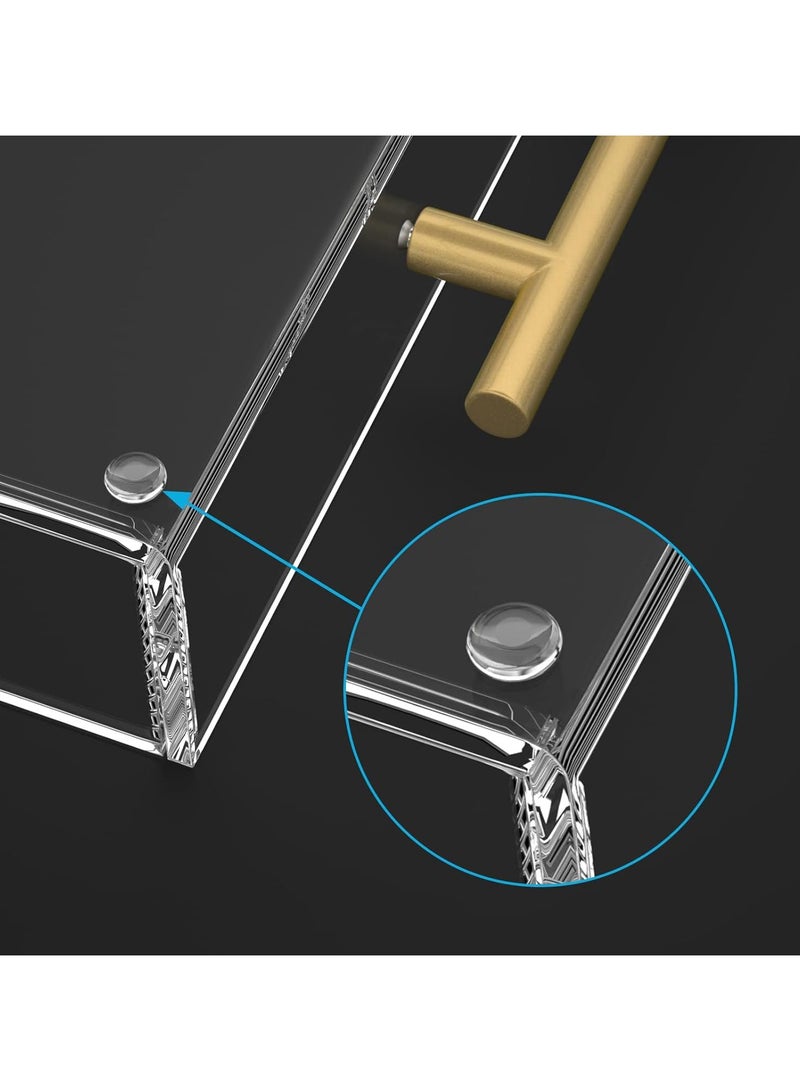 تداو صينية أكريليك شفافة بمقابض ذهبية، صينية أكريليك مستطيلة مزخرفة مقاس 15 × 10 بوصة، مجموعة من صينيتين تقديم شفافتين بمقابض ذهبية للطعام والشاي/القهوة وعرض الفاكهة وتخزين مستحضرات التجميل والعطور - Image 4