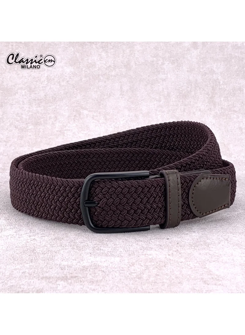 Classic Milano Braided Cotton Elastic Stretch Belt for Men & Women, Woven Canvas Web Belt with Gift Box, Adjustable Men's Belt | Full Length: 110CM (Free Size - Fits up to the waist of 40 Inches / 100 CM)