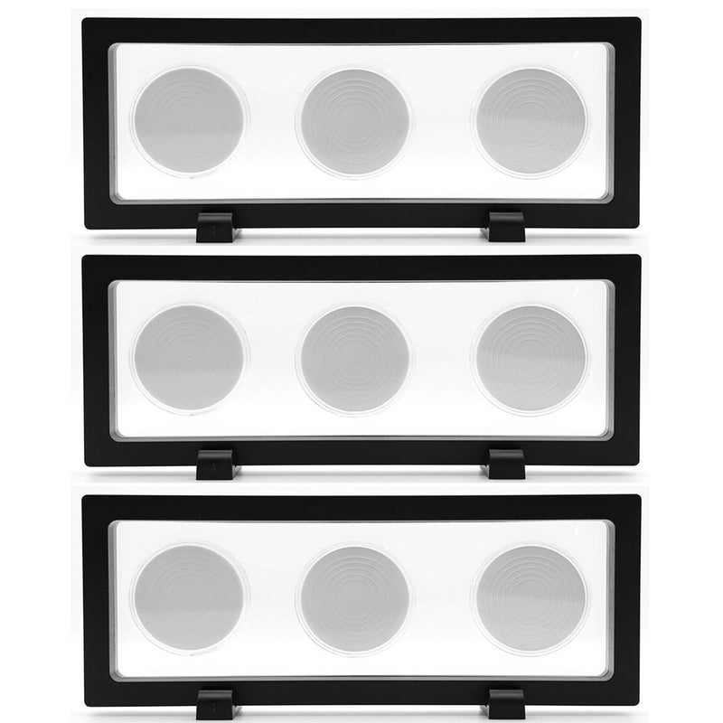Skelang 3 Pack Coin Display Case, 3D Floating Frame Display Holder with 9 Coin Capsules, Coin Display Stand for Coin, Stamp, Jewelry, 23 × 9cm - Image 1