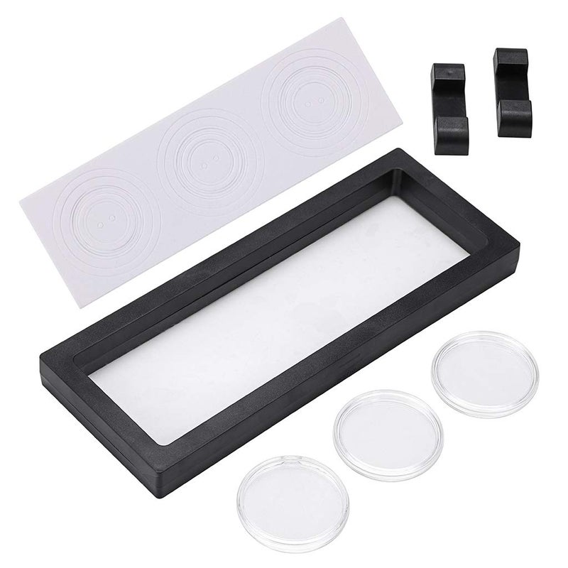 Skelang 3 Pack Coin Display Case, 3D Floating Frame Display Holder with 9 Coin Capsules, Coin Display Stand for Coin, Stamp, Jewelry, 23 × 9cm - Image 2