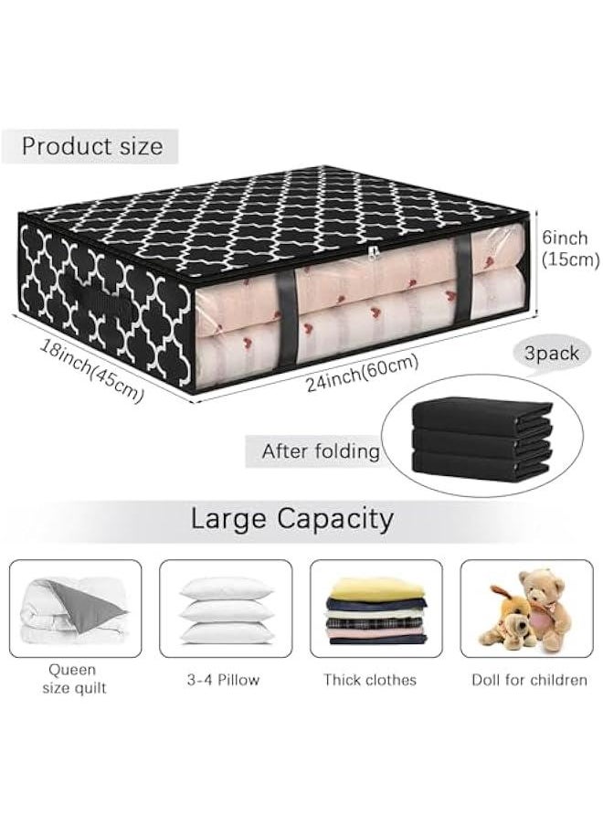 HOOKOR - 3 Pack Storage Bags, Clothes Storage, Under bed Storage Containers With Durable Handles, Large Capacity Storage Bins, Foldable Storage Organizers For Clothes, Bedding and Toys (32-04-3p) - Image 1