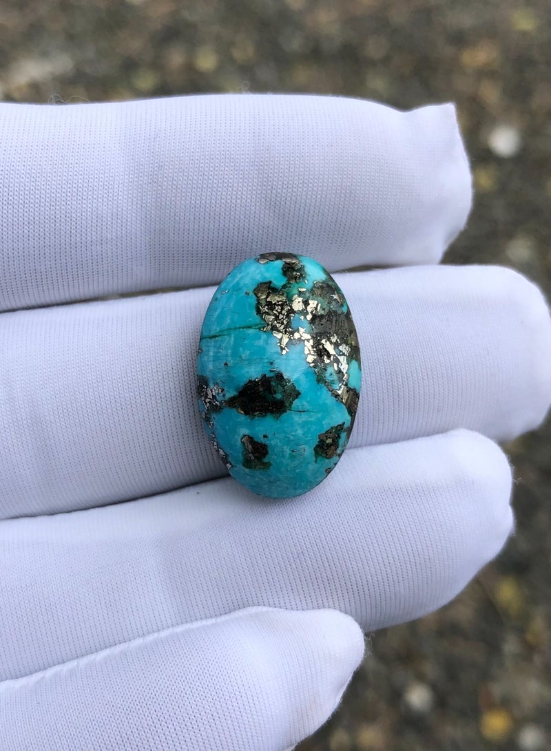 HADIGEMS December Gemstone - Beautiful Turquoise Cabochon with Pyrite - 18 carats - Image 5
