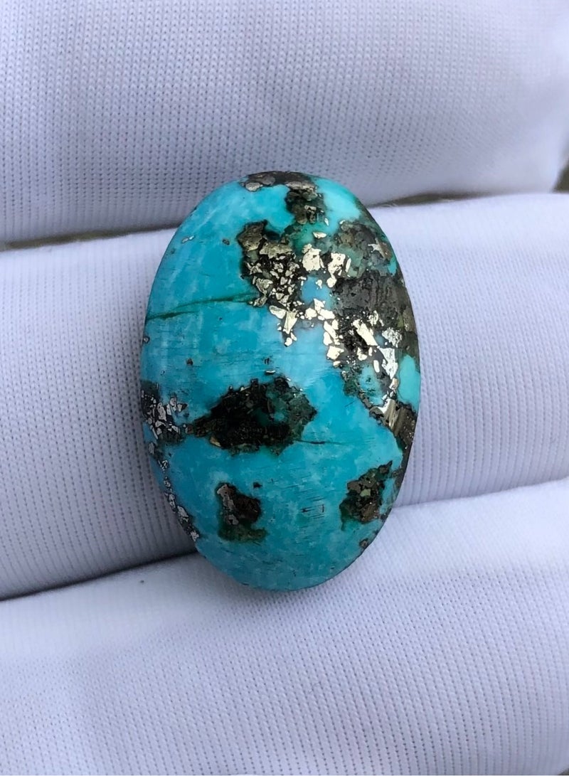 HADIGEMS December Gemstone - Beautiful Turquoise Cabochon with Pyrite - 18 carats - Image 1