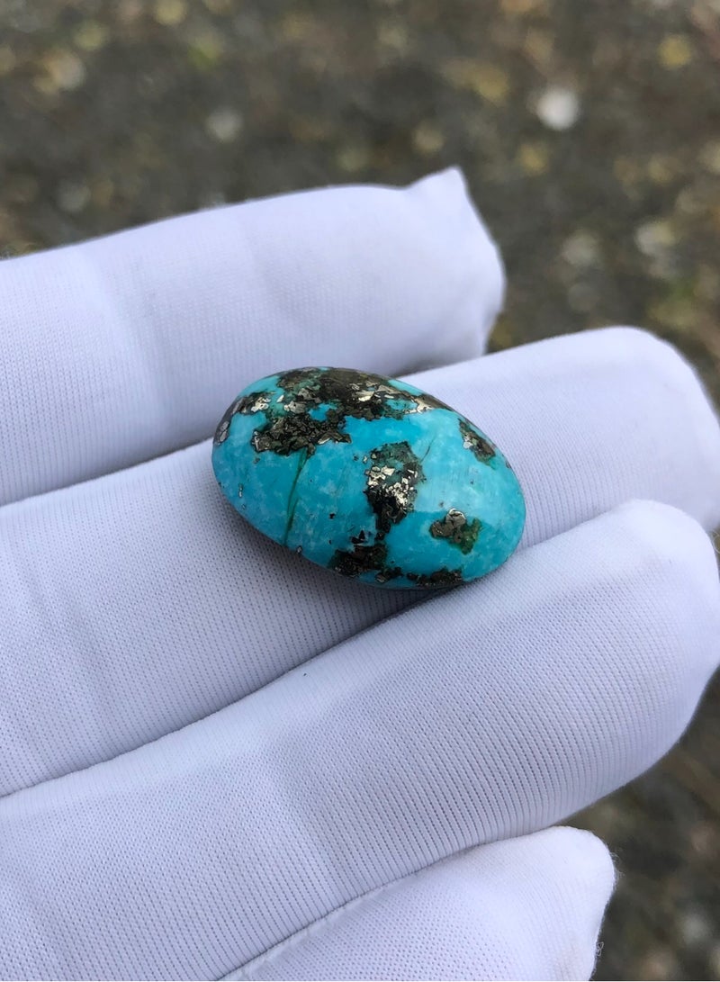 HADIGEMS December Gemstone - Beautiful Turquoise Cabochon with Pyrite - 18 carats - Image 4