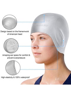 GNAFOTU 2 Pcs Swim Caps Ear Protection,3D Swimming Cap for Women Men Cap Waterproof Fits Long Hair & Short,Adult Swim Cap Youth Lightweight Bathing Caps for Women Men  - Image 2