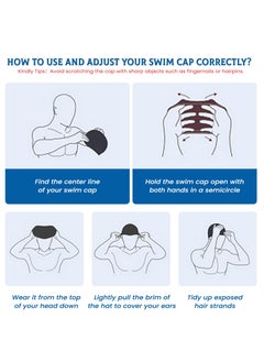 GNAFOTU 2 Pcs Swim Caps Ear Protection,3D Swimming Cap for Women Men Cap Waterproof Fits Long Hair & Short,Adult Swim Cap Youth Lightweight Bathing Caps for Women Men  - Image 3