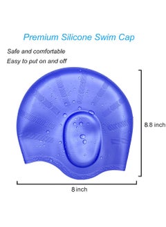 GNAFOTU 2 Pcs Swim Caps Ear Protection,3D Swimming Cap for Women Men Cap Waterproof Fits Long Hair & Short,Adult Swim Cap Youth Lightweight Bathing Caps for Women Men  - Image 5