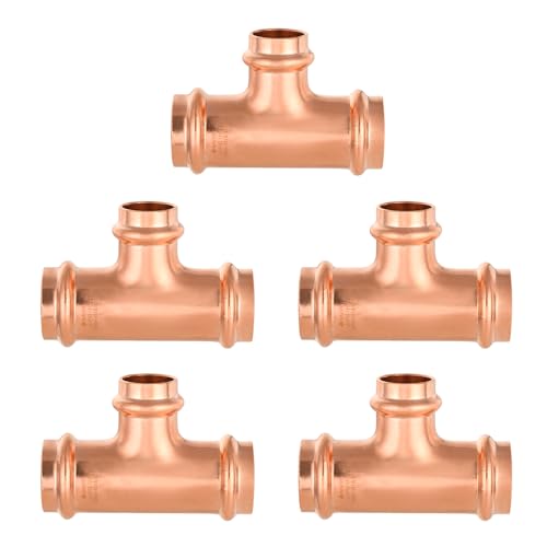 EFIELD Pack of 5 EFIELD 1 x 1 x 34 Copper Press Fit Tee Copper Fitting For Copper Tube Connection LBP DesignPRESS010 - Image 1