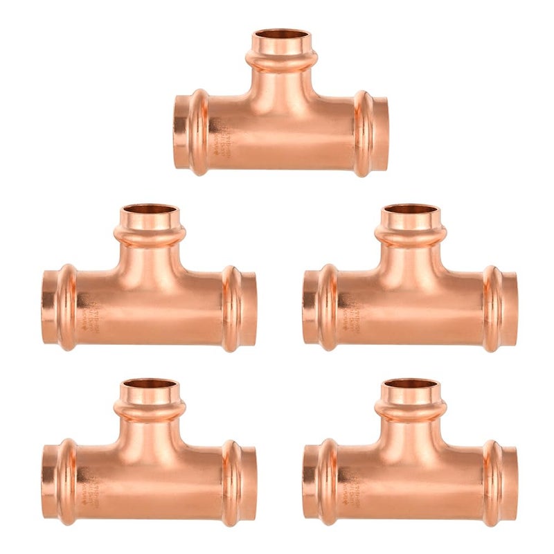 EFIELD Pack of 5 EFIELD 1 x 1 x 34 Copper Press Fit Tee Copper Fitting For Copper Tube Connection LBP DesignPRESS010 - Image 2