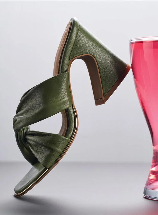 Take Two Solid Criss Cross Leather Block Heel Sandals By Heel Your Sole