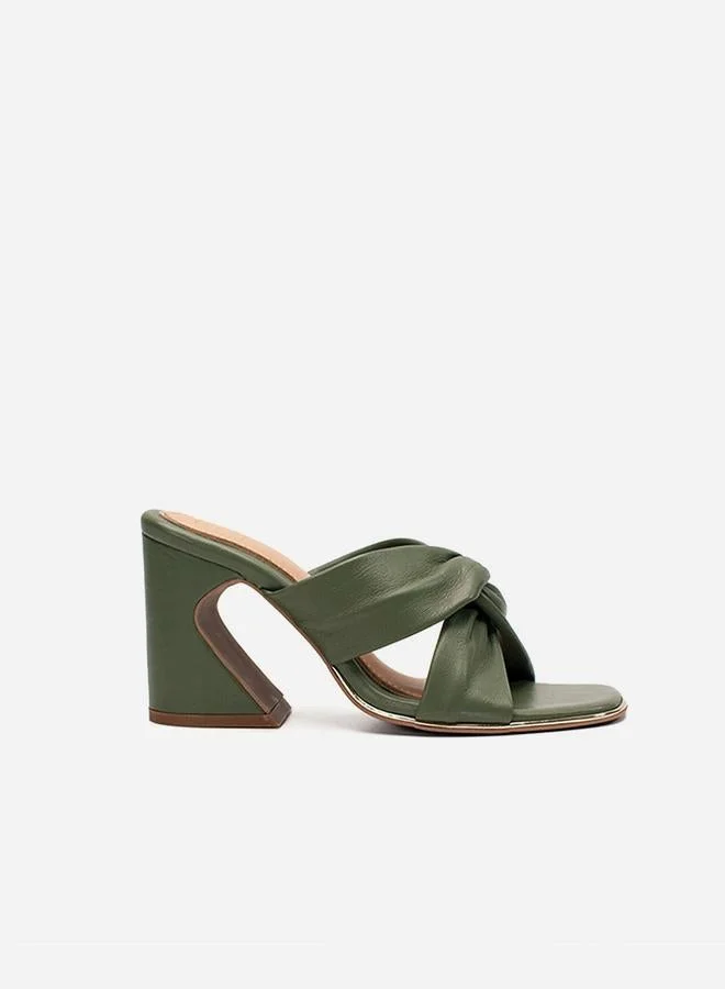 Take Two Solid Criss Cross Leather Block Heel Sandals By Heel Your Sole