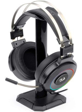 سماعة رأس ريدراجون H320 بصوت محيط افتراضي 7.1 بمنفذ USB ومزودة بإضاءة RGB للألعاب - تأثير صوت ثلاثي الأبعاد مع حامل سماعة