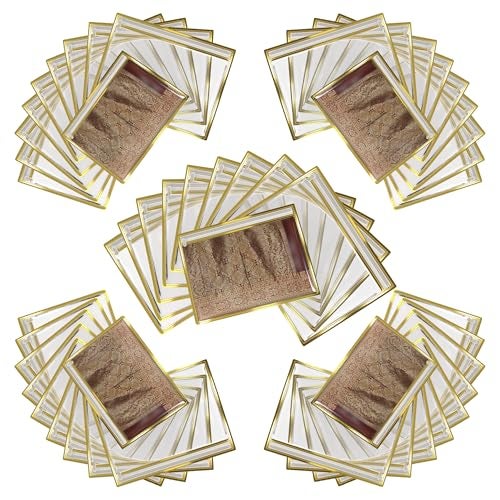 FabPax Premium Saree Cover for Storage & Travel, Transparent Non-Woven Saree Bag with Zipper, Dustproof Wardrobe Organizer for Silk, Designer & Wedding Sarees (36x42 cm) (Golden, Set of 50) - Image 1