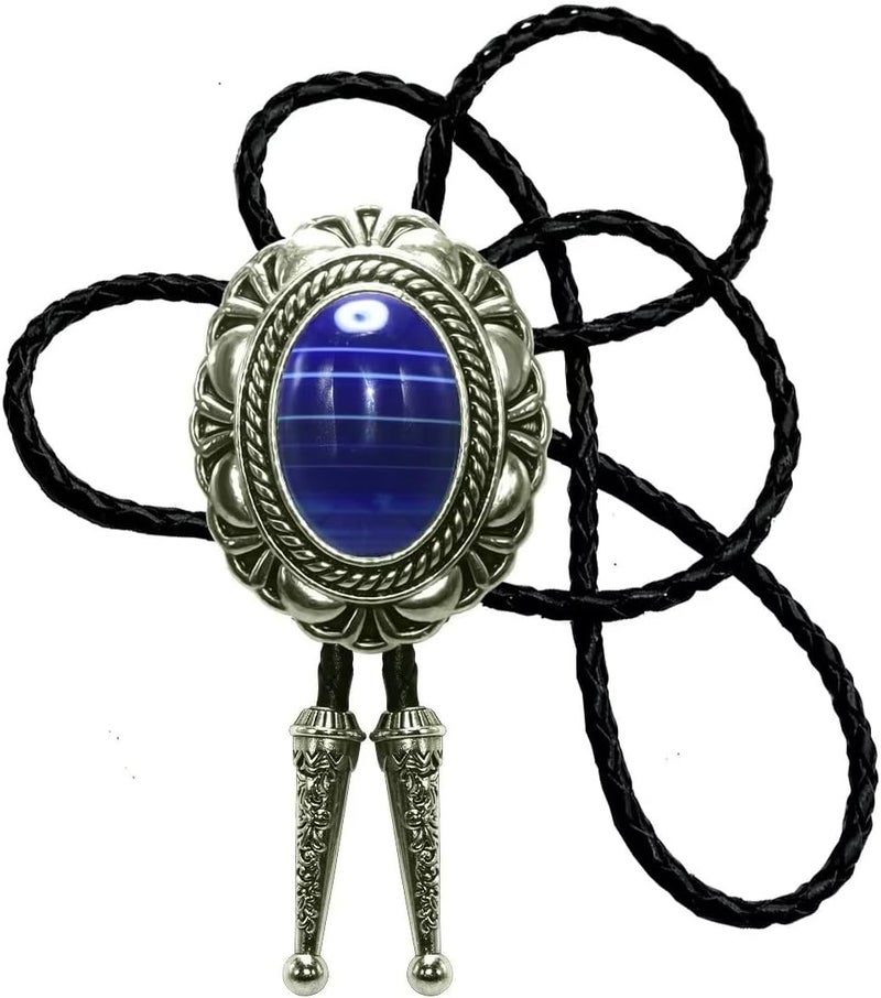 Moranse Bolo Tie with Natural Tiger Eye Stone Celtic Style Genuine and Cowhide Rope - Image 1