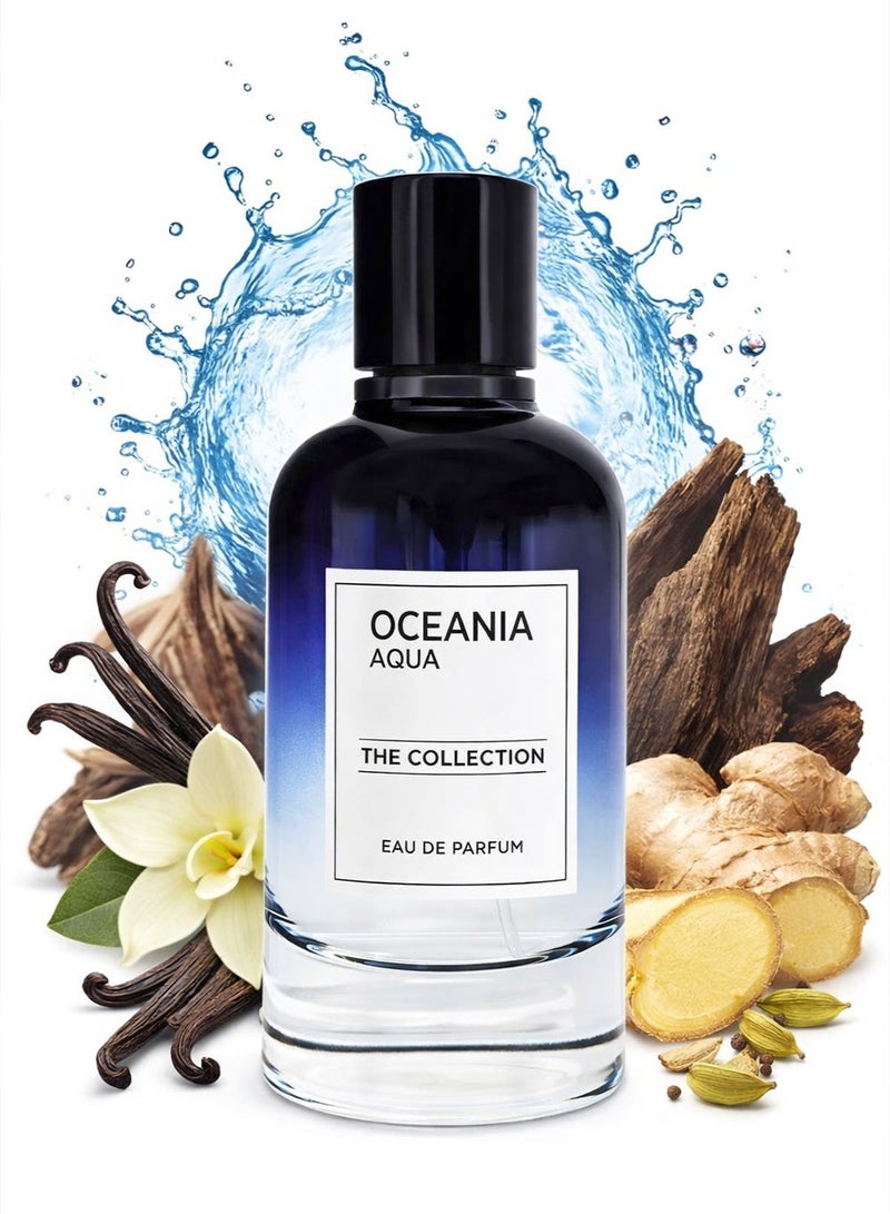 Orchid Oceania Aqua Pour Homme EDP 100ml – Fresh Spicy Woody Men’s Perfume with Ginger, Cardamom, Lavender, Leather & Vanilla - Image 1