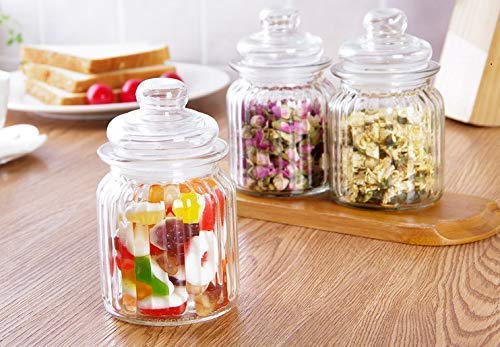 KELVEE Glass jar with Air Tight Lid for Herbs JarJam JarCookie Jarpop Glass jarBiscuit Glass JarMasla Storage Glass Jar350 MLSet of 3 - Image 2