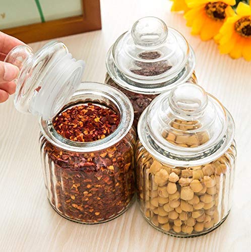 KELVEE Glass jar with Air Tight Lid for Herbs JarJam JarCookie Jarpop Glass jarBiscuit Glass JarMasla Storage Glass Jar350 MLSet of 3 - Image 5