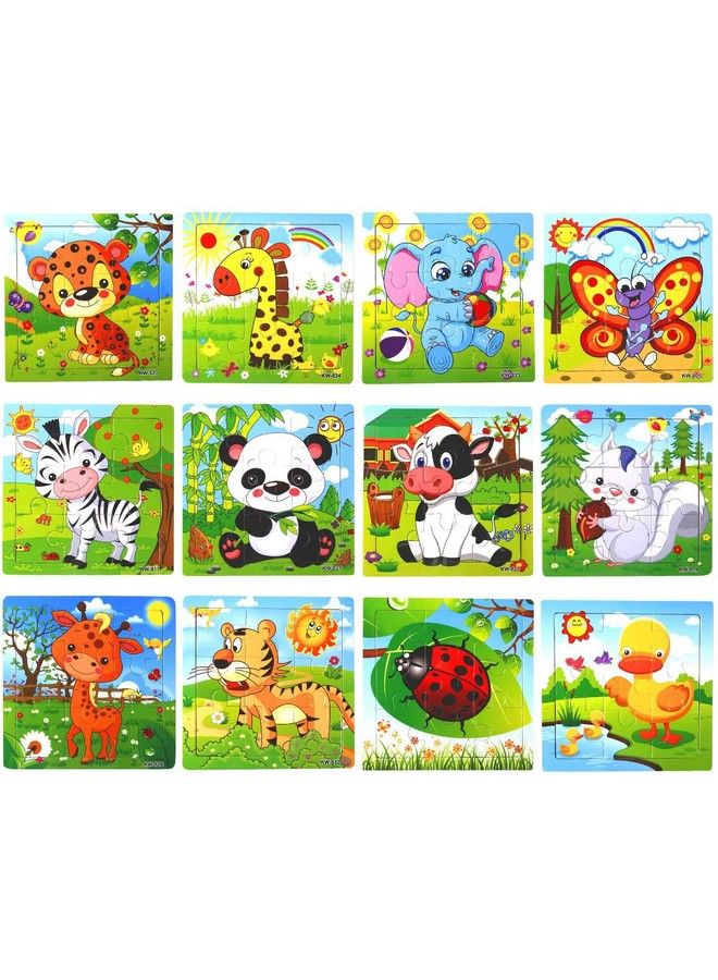 SANNIX 12 Pack Jigsaw Puzzles For Toddlers Wooden Animals Jigsaw Puzzles 9 Pcs With 12 Organize Bags For Kids Ages 2 3 4 5 Preschool Educational Puzzles Learning Travel Toys For Boys And Girls  - Image 3