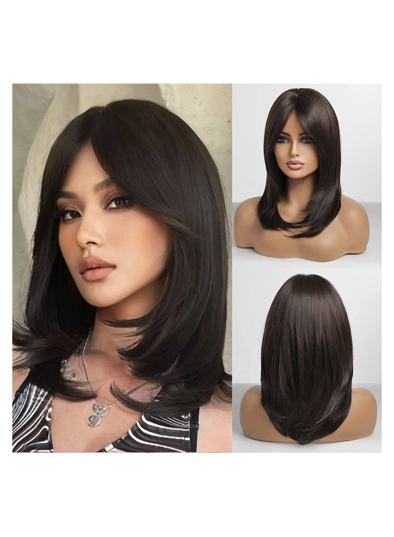 Estelle Long Brown Layered Synthetic Hair Wigs for Women - Image 1