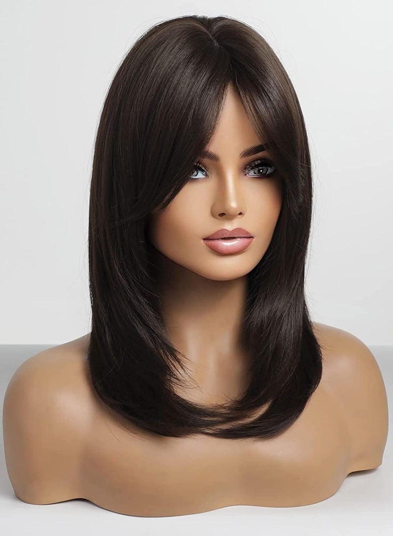 Estelle Long Brown Layered Synthetic Hair Wigs for Women - Image 3