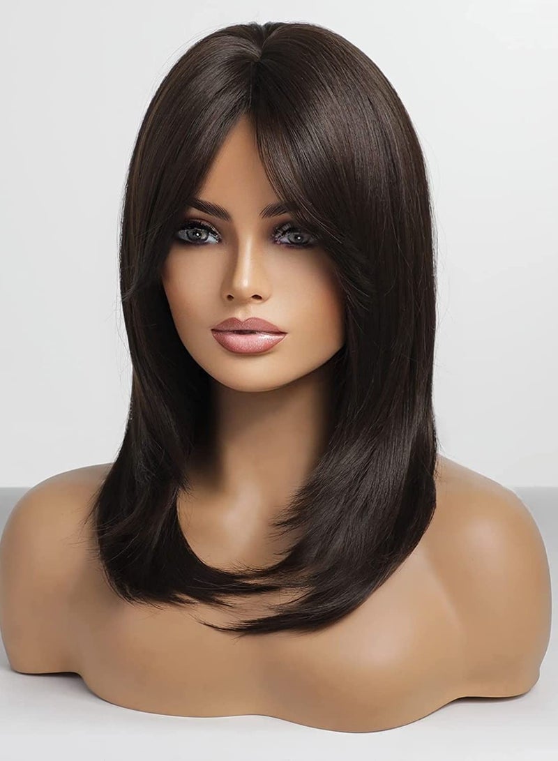 Estelle Long Brown Layered Synthetic Hair Wigs for Women - Image 4