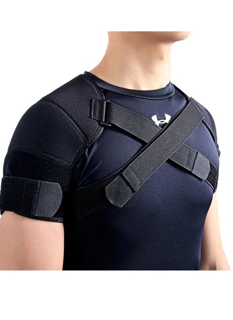 Double Shoulder Support Brace Strap Wrap Neoprene Protector Recovery For Men And Women Stability Adjustable Fit Sleeve - L