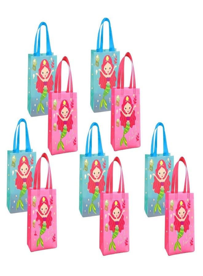 Krisus Mermaid Theme Birthday Return Gift Bags for Girls Goodies Bags Gift Wraps Cover for Retrn Gift Party Favor, Give Away Reward Multipurpose Handbag Reusable Gifts Bags in Bulk for Kids (12) - Image 1