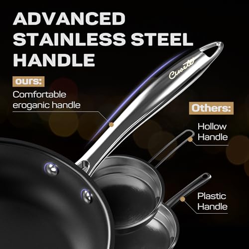Ciwete 11-Piece Stainless Steel Pots and Pans Set Non Stick, Tri-Ply Stainless Steel Cookware Set, Induction Kitchen Cookware Sets with Steamer Insert & Stay-Cool Handles, Dishwasher, Oven Safe - Image 5