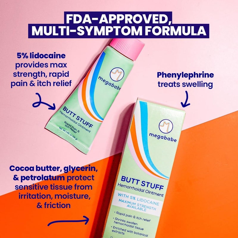 Megababe مرهم ميغابيبي للبواسير مع 5 ليدوكائين لتخفيف الألم والحكة بسرعة وتقليص الأنسجة البواسيرية المتورمة 125 أونصة - Image 2