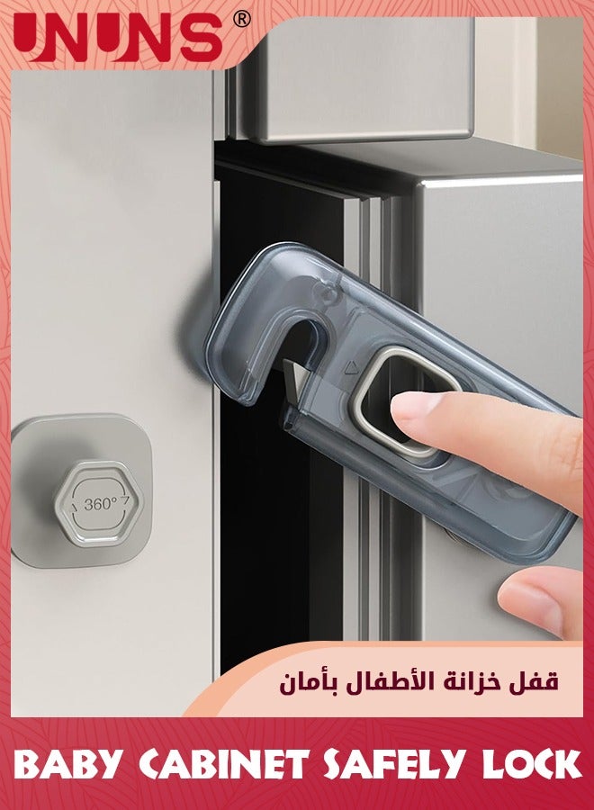 UNUNS 5 Pack Child Proof Refrigerator Lock,Fridge Locks for Kids with Sticky Adhesive Pads,Child Safety Locks for Doors,RV Refrigerator,Oven Lock Child Safety Baby Cabinet Locks,Clear Blue - Image 3