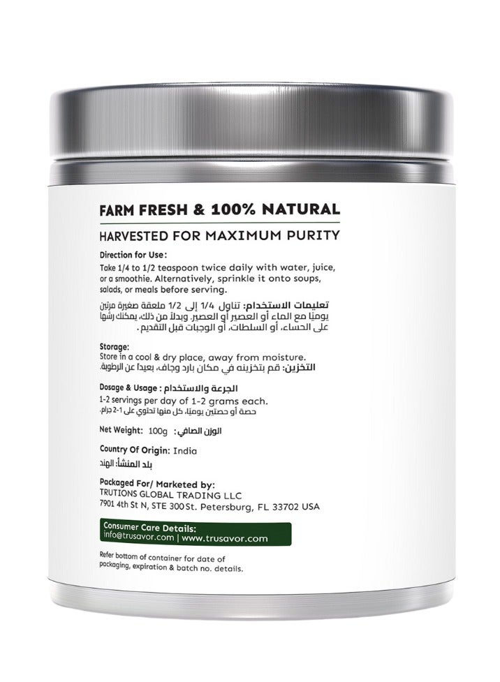 Trusavor Moringa Powder, 100g, Farm Fresh Natural, Sourced from India , 100% Organic & Pure | Rich in Vitamins, Minerals & Amino Acids |  - Image 3
