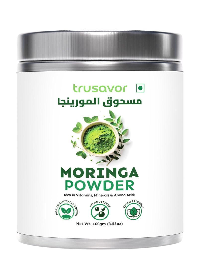 Trusavor Moringa Powder, 100g, Farm Fresh Natural, Sourced from India , 100% Organic & Pure | Rich in Vitamins, Minerals & Amino Acids |  - Image 1