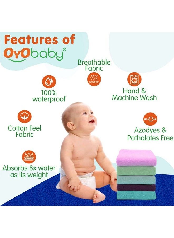 OYO BABY Waterproof Baby Bed Protector Dry Sheets For New Born Babies ; Reusable Mats ; Cot & Bassinet Gift Pack (Sea Blue + Maroon)Small (70Cm X 50Cm)  - Image 4