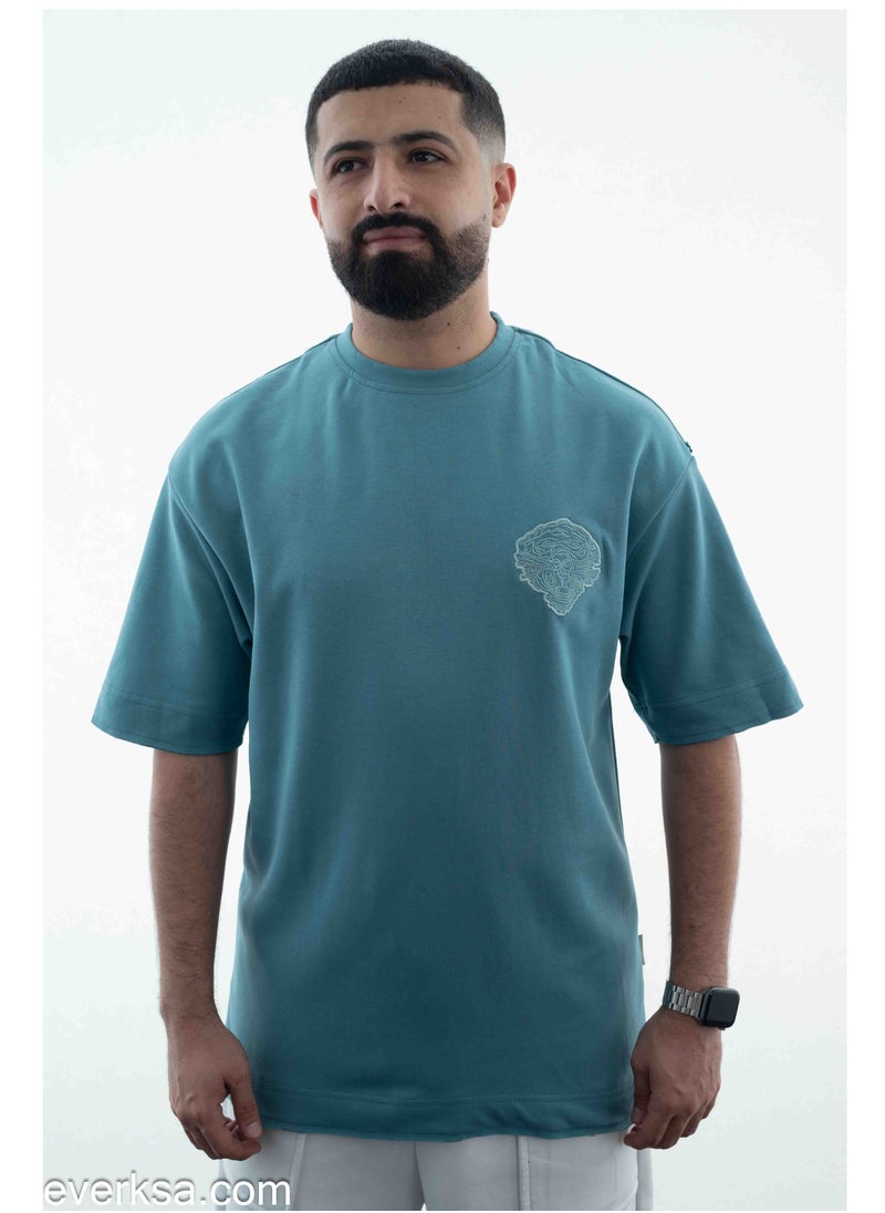 Everest Men's Oversized T-Shirt in Tiffany Color  - Image 1