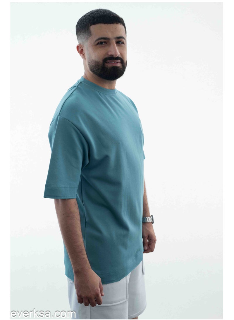 Everest Men's Oversized T-Shirt in Tiffany Color  - Image 2