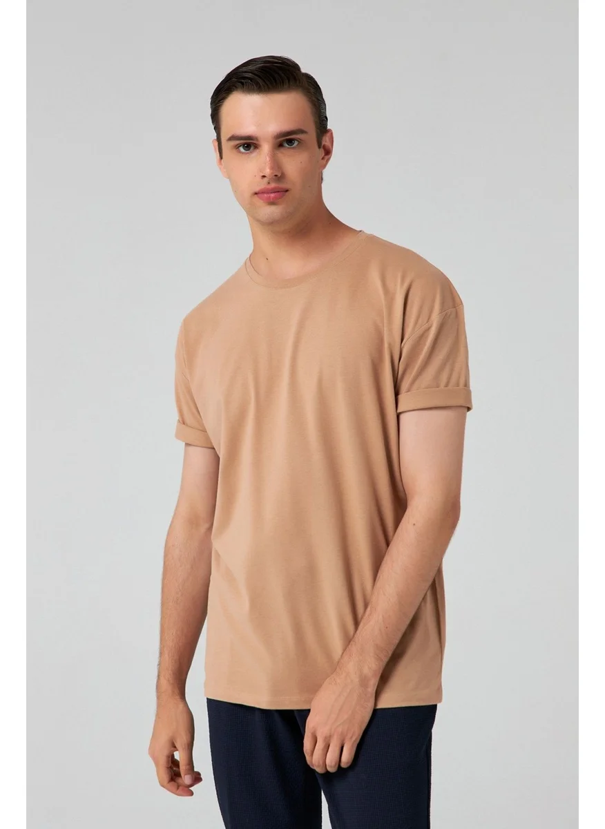 D'S DAMAT Comfort Beige 100% Cotton T-Shirt 6HC14ORT02006