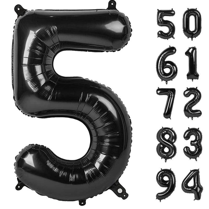 IWERP 5 Number Balloon 40 Inch Black Party Supplies 5th Birthday Balloons Decorations - Image 3