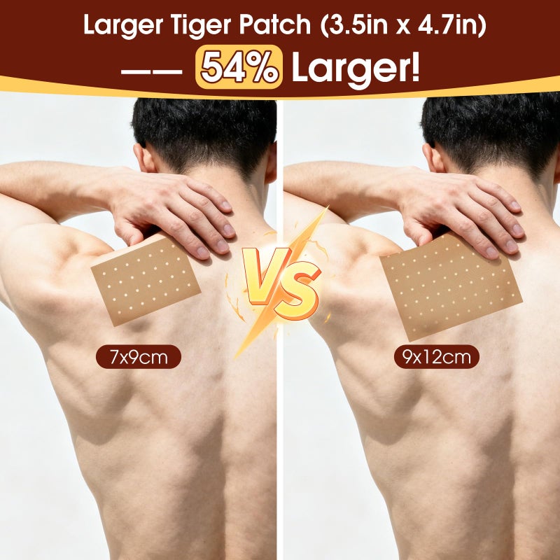 MQUPIN 42PCS Tiger Patch, 4.7''x3.5'' Larger Size Chinese Tiger Back Heat Patches Ultra Strength for Muscle Joint of Knee Shoulder and Neck - Image 2