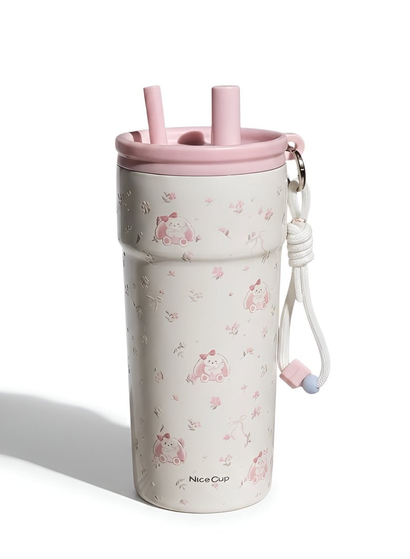 NICE Insulated Travel Mug 500ml – Double Wall Stainless Steel, Leakproof, BPA Free, with Hidden Straw, Keeps Drinks Hot & Cold, Perfect for Travel & Daily Use - Image 1