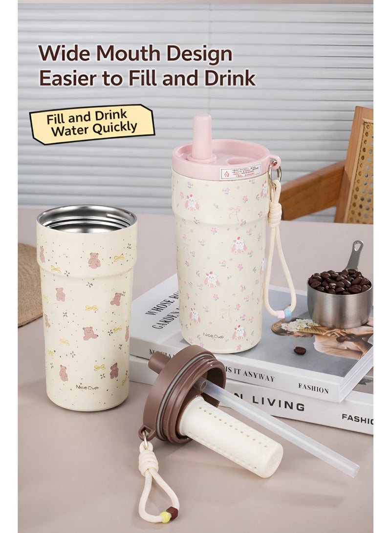 NICE Insulated Travel Mug 500ml – Double Wall Stainless Steel, Leakproof, BPA Free, with Hidden Straw, Keeps Drinks Hot & Cold, Perfect for Travel & Daily Use - Image 4