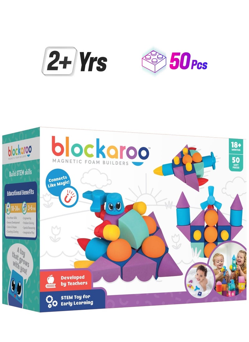 blockaroo BLOCKAROO MAGNETIC FOAM BLOCKS 50-PIECE BUILDER SET  - Image 1