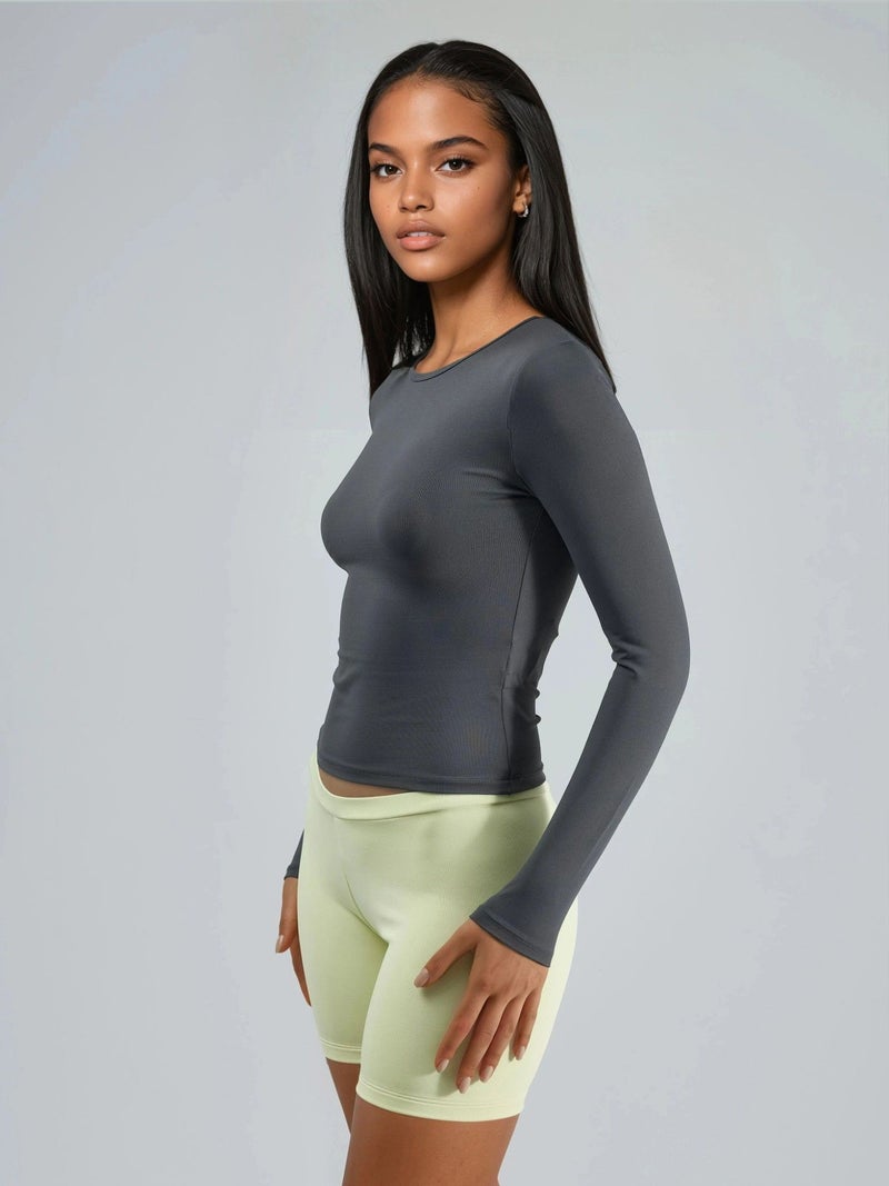 BUSEM Slim Fit Crew Neck Long Sleeve Blouse - Image 4