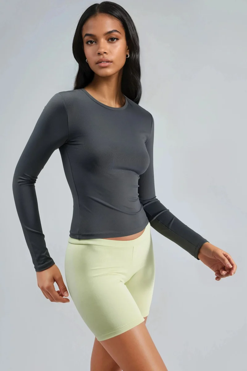 Busem BUSEM Slim Fit Crew Neck Long Sleeve Blouse