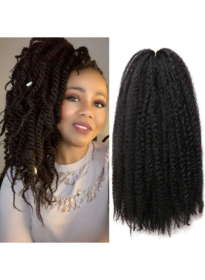 BAISAI 3 Packs Kinky Marley Braiding Hair for Twists 18 Inch Long Afro Kinky Marley Hair Twist for Butterfly Locs Crochet Braids Hair(1B#) - Image 1