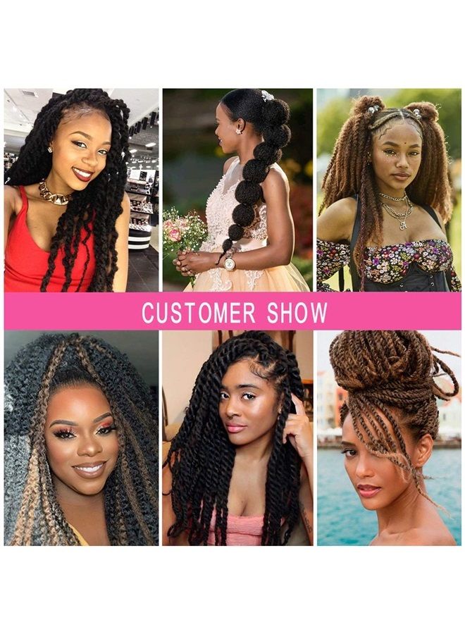 BAISAI 3 Packs Kinky Marley Braiding Hair for Twists 18 Inch Long Afro Kinky Marley Hair Twist for Butterfly Locs Crochet Braids Hair(1B#) - Image 3