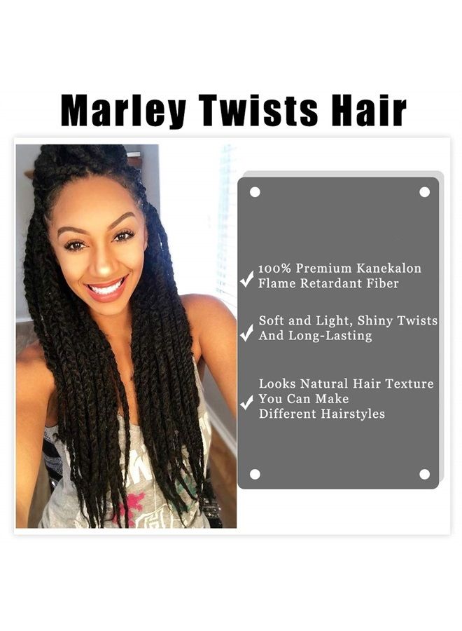 BAISAI 3 Packs Kinky Marley Braiding Hair for Twists 18 Inch Long Afro Kinky Marley Hair Twist for Butterfly Locs Crochet Braids Hair(1B#) - Image 2