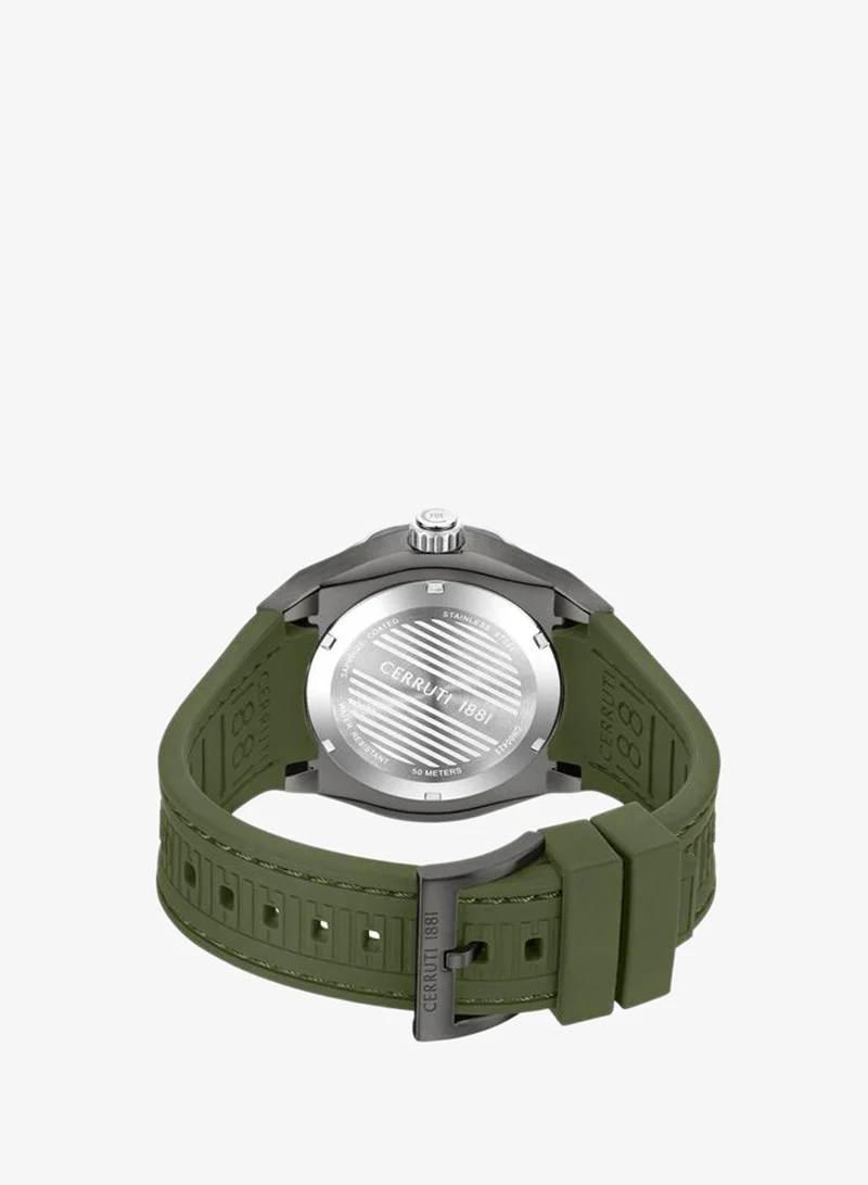 CERRUTI 1881  Ruscello 48mm Men's Analog Watch with Olive Green Silicone Strap for Men | Best Price UAE